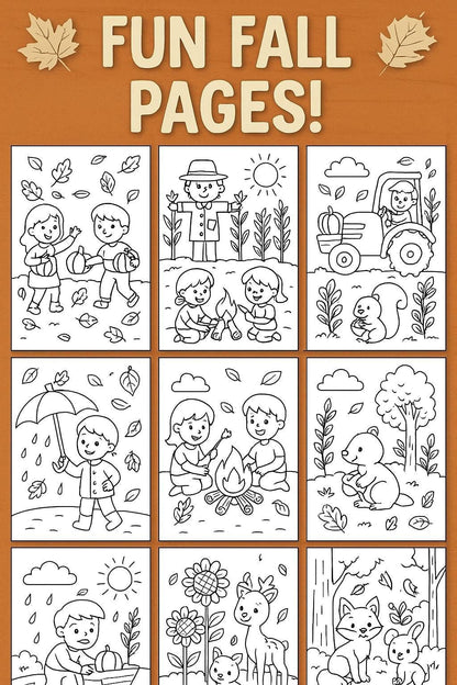 60 Fall Coloring Pages for Kids- ColorCrafterKids